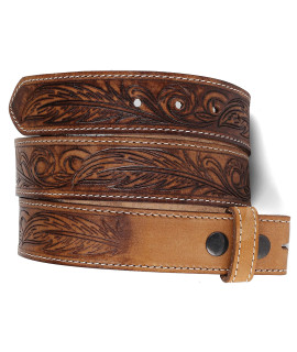 Fl Classic Belt For Buckle Western Full Grain Leather Engraved Tooled Strap Wsnaps For Interchangeable Buckles, Usa,2022-06, Size 46