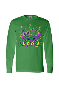 inktastic Mardi gras Masks and Beads Long Sleeve T-Shirt XX-Large Kelly green 39a94