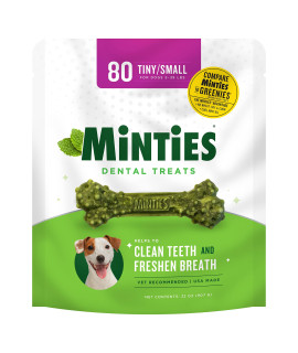 Minties VetIQ Dog Dental Bone Treats, Dental Chews for Tiny/Small Dogs (Under 40 lbs), 80 Count