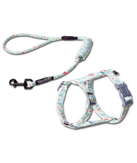 Touchcat 'Radi-Claw' Durable Cable Cat Harness and Leash Combo, Medium, Sky Blue