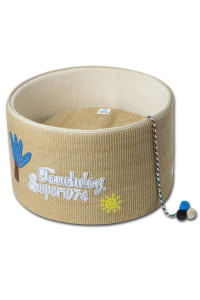 Touchcat claw-ver Nest Rounded Scratching cat Bed w Teaser Toy One Size Khaki