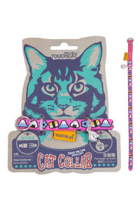 Touchcat Bell-Chime Designer Rubberized Cat Collar w/ Stainless Steel Hooks, One Size, Pink