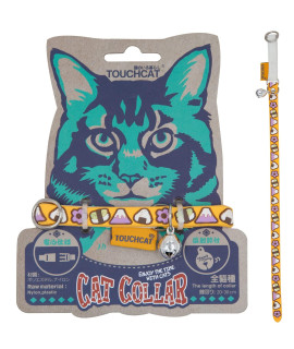 Touchcat Bell-Chime Designer Rubberized Cat Collar w/ Stainless Steel Hooks, One Size, Yellow