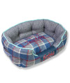 Touchdog 'Archi-Checked' Designer Plaid Oval Dog Bed, Medium, Blue