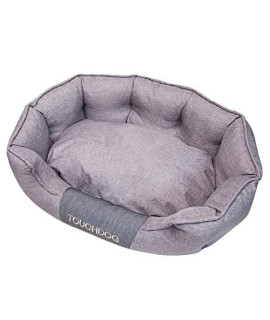Touchdog Concept-Bark Water-Resistant Premium Oval Dog Bed, Medium, Grey