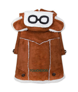 Touchdog 'Tuskegee' Aero-Vintage Designer Dog Coat , Medium, Brown