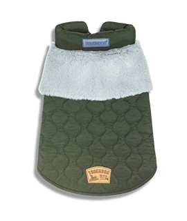 Touchdog Furrost-Bite Quilted Fashion Dog coat - Designer Dog Jacket Featuring Faux-Fur and Reversible Polar Fleece - Winter Dog clothes with Lightweight Insulation for Year-Round comfort