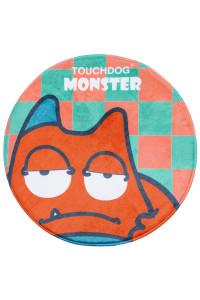 Touchdog Cartoon Sleepy Monster Rounded Cat and Dog Mat, One Size, Orange Monster