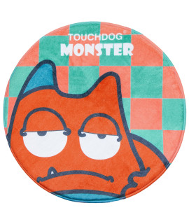 Touchdog Cartoon Sleepy Monster Rounded Cat and Dog Mat, One Size, Orange Monster
