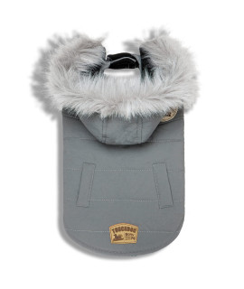 Touchdog Eskimo-Swag Duck-Down Parka Dog coat, Large, grey