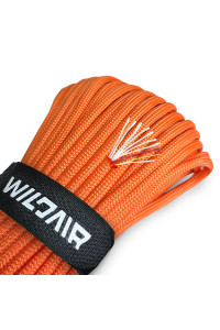 WILDAIR Survival Paracord Parachute Fire cord Survival Ropes 4-in-1 100Ft 532 Diameter US Military Type III with Integrated Fishing Line, Fire-Starter Tinder (Orange)