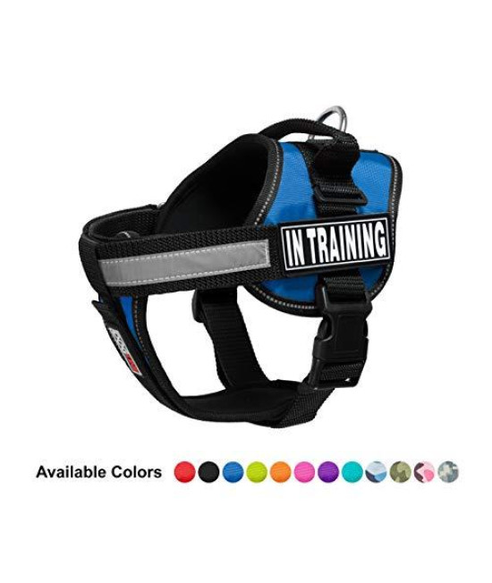 Dogline Unimax Dog Harness Vest with in Training Rubber Patches Adjustable Straps Breathable Neoprene for Identification Training Dogs Girth 18 to 25 in Cyan Blue