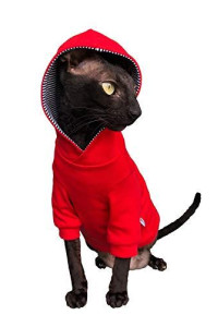 Kotomoda Sphynx Cat's Hoodie InRed Naked Cat Hairless Cat Clothes (XS)