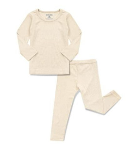 Avauma Baby Boys Girls Pajama Set Kids Toddler Snug Fit Ribbed Sleepwear Pjs For Daily Life Style (Sbeige(L))