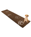 My Doggy Place - Microfiber Dog Door Mat - Dirt and Water Absorbent Mat - Washer Dryer Safe Non-Slip Mat - Brown with Paw Print Hallway Runner Rug - 8 x 2 ft