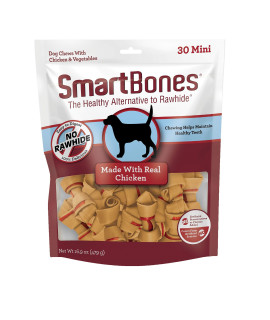 SmartBones with chicken Mini chews 30 count Rawhide-Free chews for Dogs No Artificial Preservatives or Flavors Added 16.9 OZ (SBc-00309)