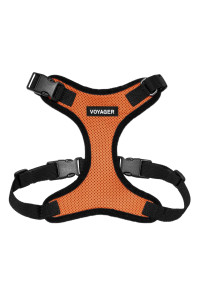 Voyager Step-in Lock Pet Harness - All Weather Mesh, Adjustable Step in Harness for Cats and Dogs by Best Pet Supplies - Orange/Black Trim, M