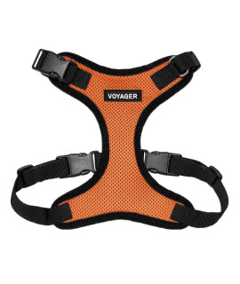 Voyager Step-in Lock Pet Harness - All Weather Mesh, Adjustable Step in Harness for Cats and Dogs by Best Pet Supplies - Orange/Black Trim, M