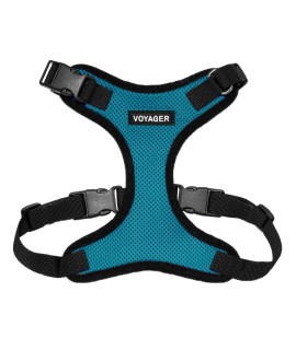 Voyager Step-in Lock Pet Harness - All Weather Mesh, Adjustable Step in Harness for Cats and Dogs by Best Pet Supplies - Turquoise/Black Trim, M