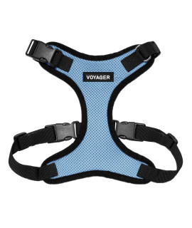 Voyager Step-in Lock Pet Harness - All Weather Mesh, Adjustable Step in Harness for Cats and Dogs by Best Pet Supplies - Baby Blue/Black Trim, S