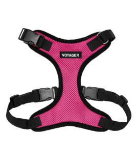Voyager Step-in Lock Pet Harness - All Weather Mesh, Adjustable Step in Harness for Cats and Dogs by Best Pet Supplies - Fuchsia/Black Trim, M