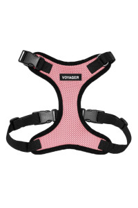 Voyager Step-in Lock Pet Harness - All Weather Mesh, Adjustable Step in Harness for Cats and Dogs by Best Pet Supplies - Pink/Black Trim, M