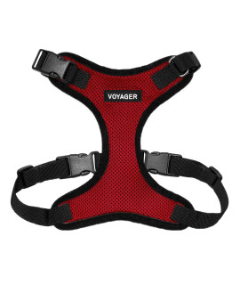 Voyager Step-in Lock Pet Harness - All Weather Mesh, Adjustable Step in Harness for Cats and Dogs by Best Pet Supplies - Red/Black Trim, XS