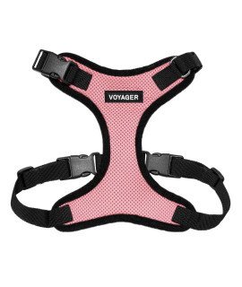 Voyager Step-in Lock Pet Harness - All Weather Mesh, Adjustable Step in Harness for Cats and Dogs by Best Pet Supplies - Pink/Black Trim, XS