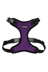 Voyager Step-in Lock Pet Harness - All Weather Mesh, Adjustable Step in Harness for Cats and Dogs by Best Pet Supplies - Purple/Black Trim, S