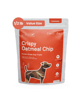 Pupums Healthy Dog Treats Non-gMO grain Free Human grade crispy Oatmeal chip Made in USA (8oz)