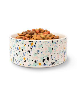 Now House for Pets by Jonathan Adler Mint Terrazzo Duo Bowl, Small Dishwasher Safe, Easy to clean Dog Bowl with Anti-Skid Lid Dual Functionality Bowl for Dogs for Storage or Travel