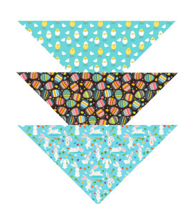 Native Pup Easter Dog Bandana| 3-Pack| Spring Scarf Set, Eggs, Bunnies, Chicks (Easter, Small)