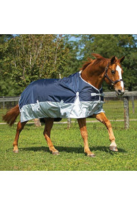 Dura-Tech Viking Horse Turnout Sheet | Euro Fit | Navy Blue - Equine Size 70 | 2 Buckle Open Front | 1200 D Waterproof, Windproof & Breathable Outer Cover | Criss-Cross Surcingle