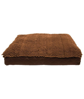 Dirty Dog Rectangle Bed Brown 40 x 28 Large Super comfy Anxiety calm Pet Beds Machine Washable Microfiber Soft and comfy