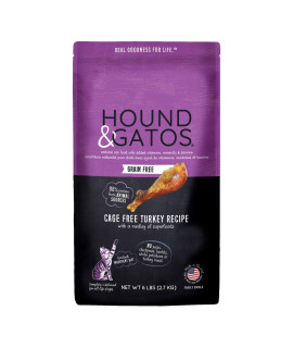 Hound & Gatos Dry Cat Food, Cage Free Turkey Recipe, 6 lb bag