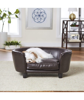 Enchanted Home Pet Pebble Brown Coco Pet Sofa, 26.5" L X 16" W X 11" H, Small