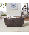 Enchanted Home Pet Pebble Brown Coco Pet Sofa, 26.5" L X 16" W X 11" H, Small