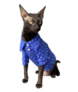 Kotomoda Hairless Cat's Clothes Cotton Polo Sailor for Sphynx Cats (XS)