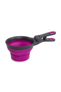 Dexas Pets Collapsible KlipScoop Collapsible Dry Dog Food Scoop and Dog Food Bag Clip, 2 Cup Capacity, Fuchsia