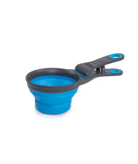 Dexas Pets Collapsible KlipScoop Collapsible Dry Dog Food Scoop and Dog Food Bag Clip, 1 Cup Capacity, Pro Blue