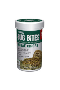Fluval Bug Bites Algae Crisps for Bottom Feeders, Fish Food for Small to Medium Sized Fish, 3.53 oz., A7361, Brown