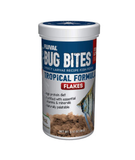 Fluval Bug Bites Tropical Fish Food, Flakes for Small to Medium Sized Fish, 3.17 oz, A7332, Brown