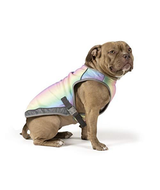 Canada Pooch Dog Cooling Vest - Evaporative Cooling Vest for Dogs with Breathable Mesh Material & Reflective Lining, Adjustable Dog Cooling Vest Great for Dogs 32 (31-33" Back Length), Rainbow