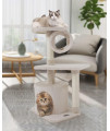 FISH&NAP US01M Cute Cat Tree for Indoor Cat Tower Cat Condo Sisal Scratching Posts with Jump Platform and Cat Ring Cat Furniture Activity Center Kitten Play House Beige