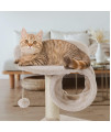 FISH&NAP US01M Cute Cat Tree for Indoor Cat Tower Cat Condo Sisal Scratching Posts with Jump Platform and Cat Ring Cat Furniture Activity Center Kitten Play House Beige