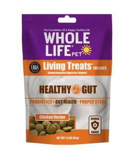 Whole Life Pet Living Treats for cats - Healthy gut with chicken and Yogurt - Human grade, Probiotics, Easy Digestion, Sensitive Stomachs - Made in The USA