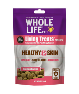 Whole Life Pet Living Treats for cats - Healthy Skin with Salmon and Yogurt - Human grade, Omegas, Allergy Relief - Made in The USA