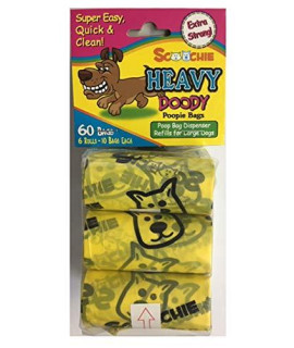 Scoochie Heavy Doody Poop Bags in Bag and Header 60 Bags