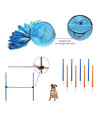 MiMu Dog Agility Training Equipment Kit with 16-Foot Full Length Dog Agility Tunnel, 8 Weave Poles, 1 Dog Agility Jump