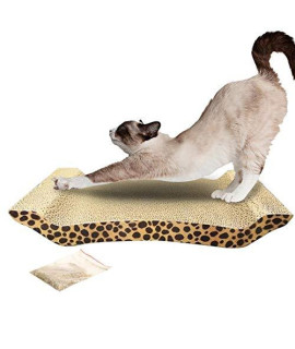 Sishuinianhua Cute U Shape Corrugated Paper Pet Cat Toy Cat Claw-Grinding Plate With Catnip Leopard Print Pattern